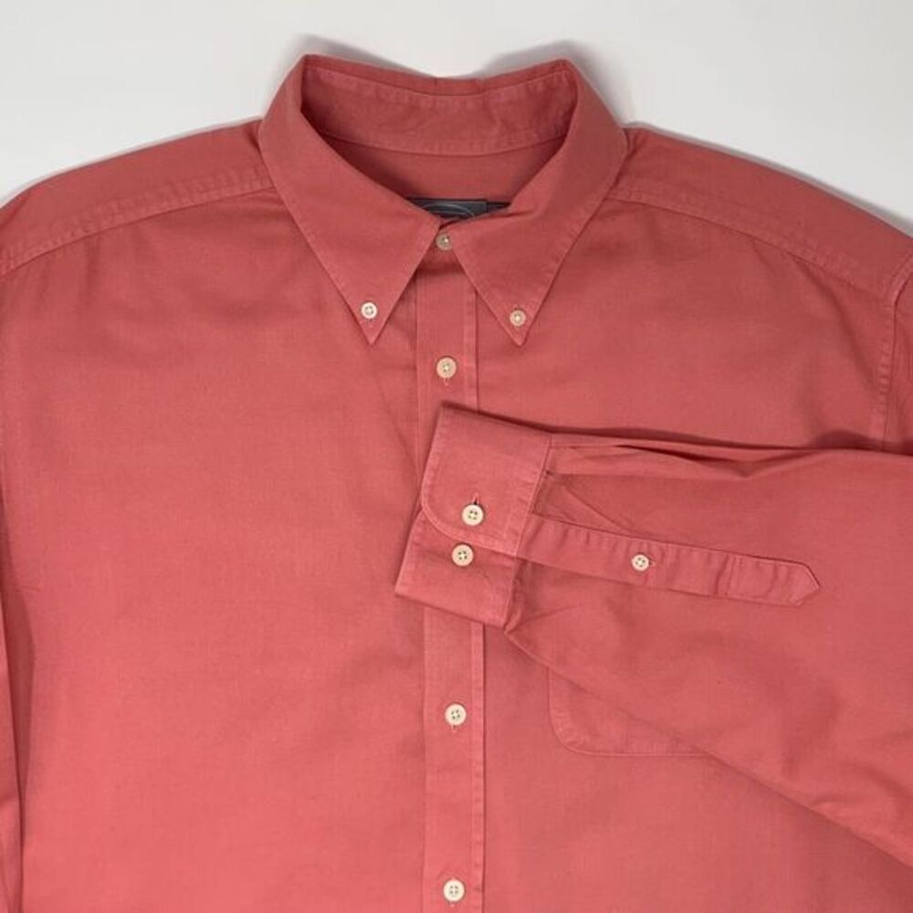 Talbots Vintage Weathered‎ Pique Long Sleeve Pink Men's Shirt Size Large